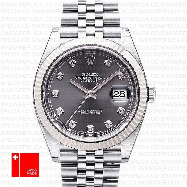 rolex datejust rhodium dial fluted bezel